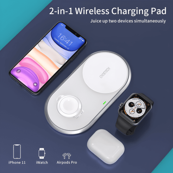 Choetech 2-in-1 15W Dual Wireless Mobile Charger