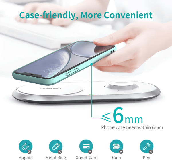 Choetech 2-in-1 15W Dual Wireless Mobile Charger